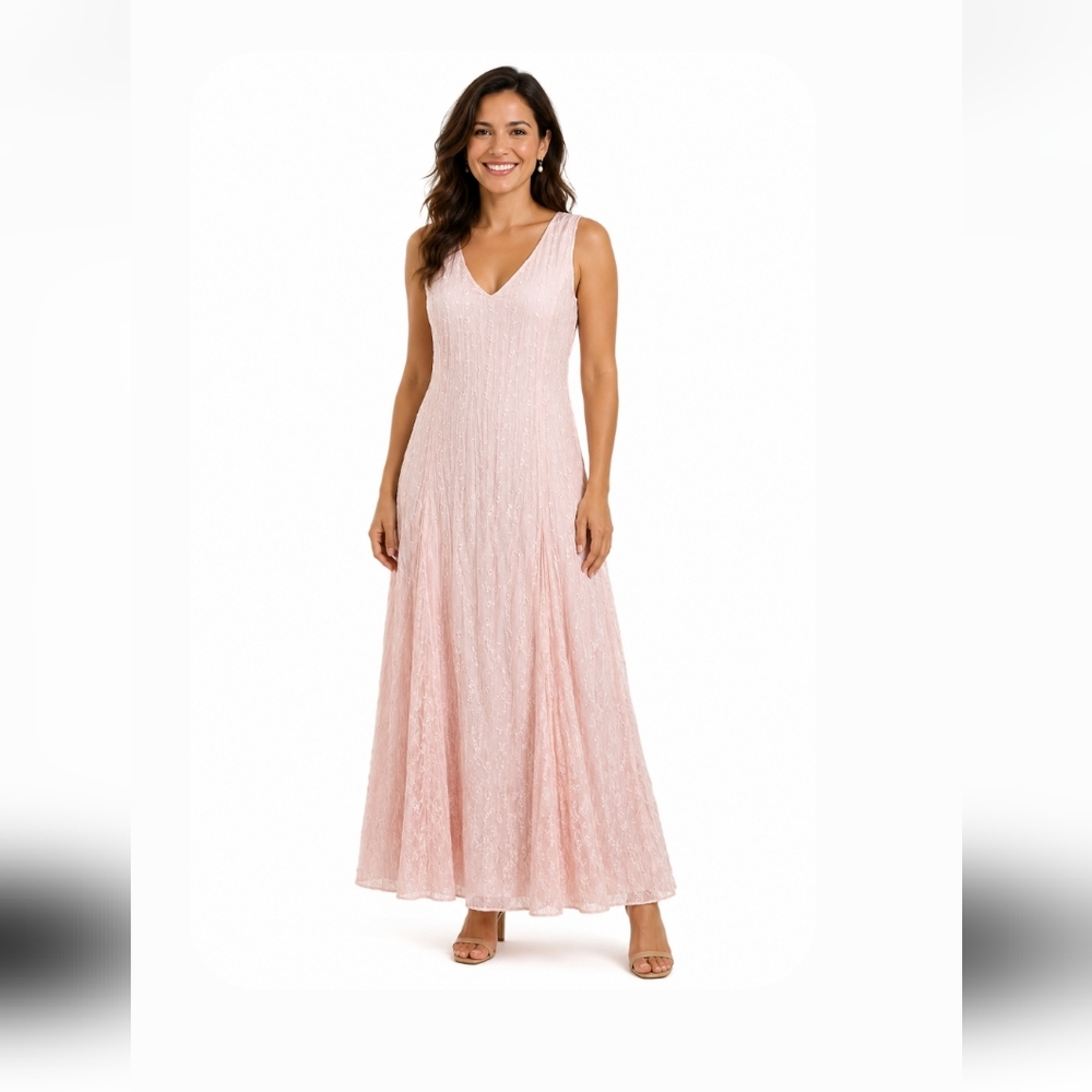 Together Maxi  Dress Sleveless size 12   Pink Lace A Line Zipper